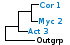 <p><strong>Fig. 10:10.</strong> Fylogenetiskt träd baserat på 16S rRNA-gensekvenser, som illustrerar släktskap mellan medlemmar av fylum <i>Actinobacteria</i>. Alla taxa i trädet tillhör detta fylum utom <i>Bacillus cereus</i> och <i>Clostridium perfringens</i>, som utgör en utgrupp och tillhör fylum <i>Firmicutes</i>. <i>Crossiella equi</i> har placerats inom ordningen <i>Pseudonocardiales</i> trots att den tycks vara mer närbesläktad med släktena <i>Rhodococcus</i> och <i>Nocardia</i>. De tre övriga ordningarna av fylum <i>Actinobacteria</i>, som finns representerade i VetBact, är markerade med vertikala linjer. Blåmarkerade taxa är inkluderade i VetBact och taxa i fet stil är aktuella på denna bakteriesida. <strong><em>Rhodococcus equi</em> ska numera heta <em>Rhodococcus hoagii</em>.</strong></p>

<p>Trädet genererades med hjälp av datorprogrammet "Tree Builder" på <a href="http://rdp.cme.msu.edu/" target="_blank">RDPs webbplats</a>. (T) betyder typstam. Datum: 2017-02-01.</p>
